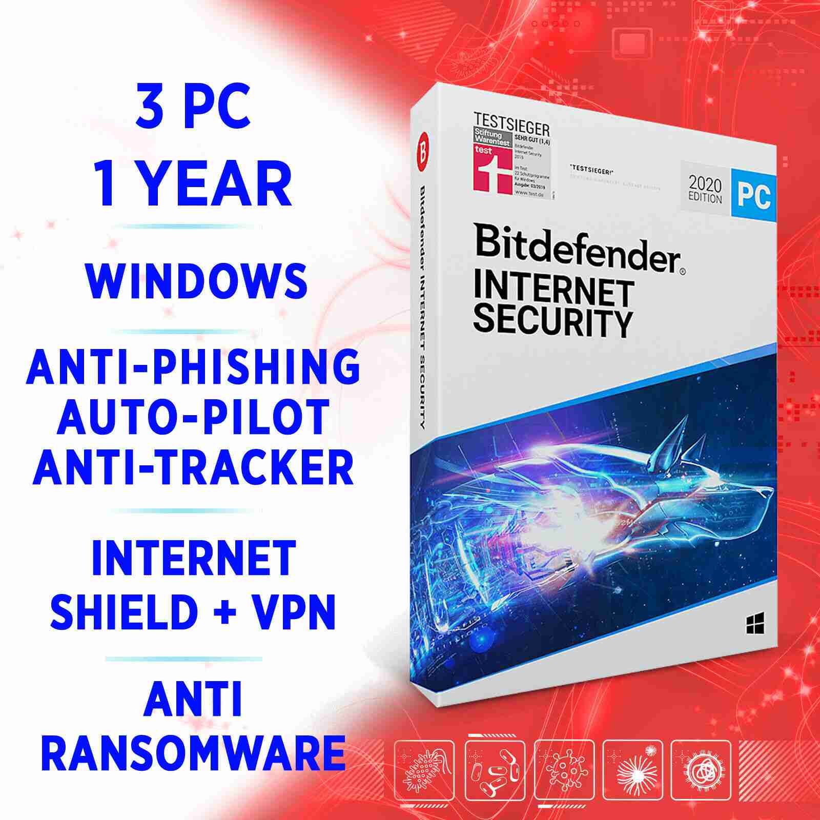 Bitdefender Internet Security 3 Devices 1 Year